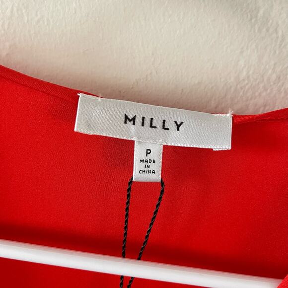 Milly Womens Silk Blend Tie Front Top Size XS Coral Stretch Casual Chic Blouse - Picture 4 of 10